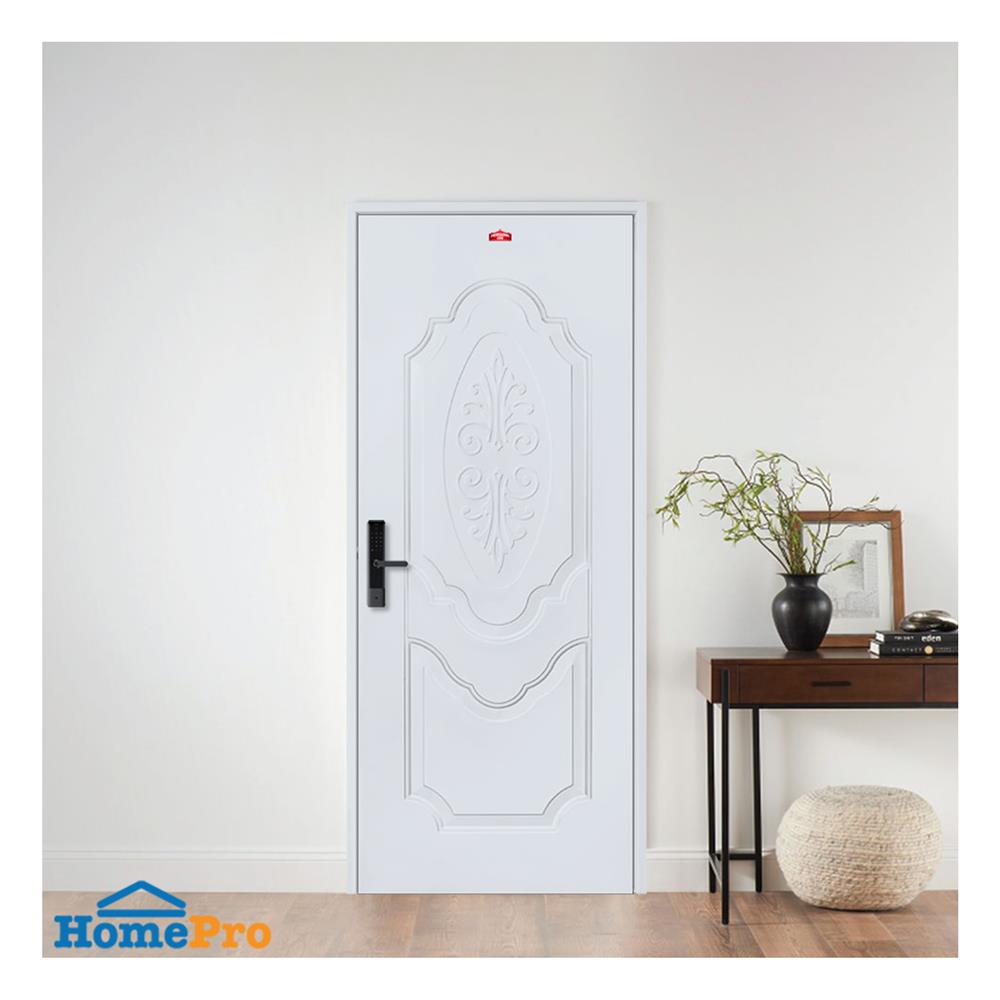 ประตูภายนอกเหล็ก เจาะลูกบิด PROFESSIONAL DOOR R1G 79.2x199.4 ซม. สีเทา