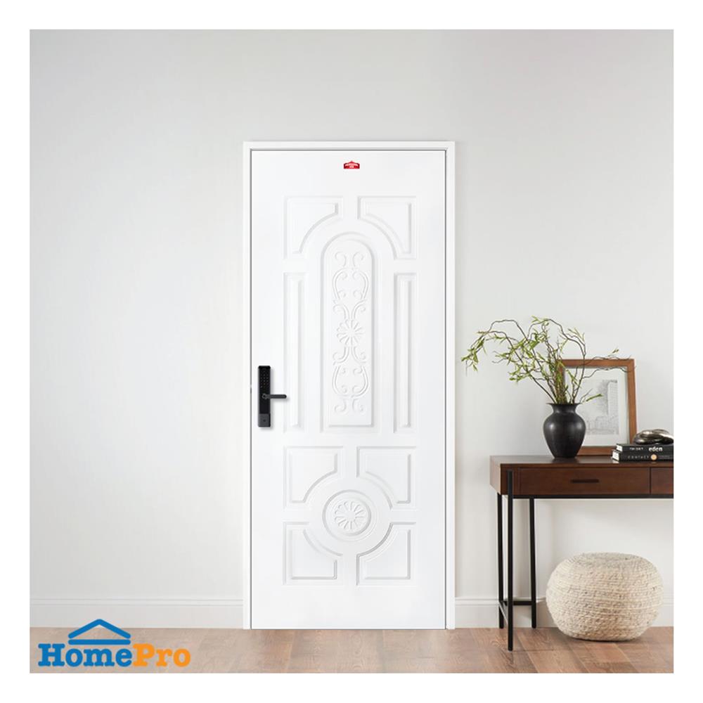 ประตูภายนอกเหล็ก เจาะลูกบิด PROFESSIONAL DOOR H1W 79.2x199.4 ซม. สีขาว