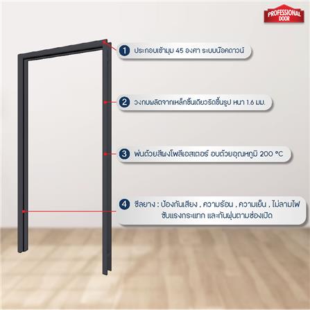 วงกบประตูเหล็ก PROFESSIONAL DOOR FR1LBK  86.4x203.5 ซม. สีเทาเม็ดทราย_3