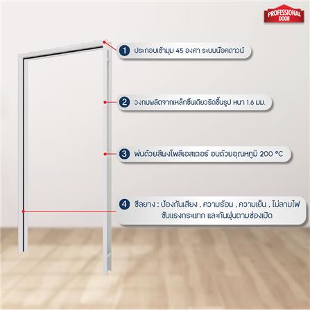 วงกบประตูเหล็ก PROFESSIONAL DOOR FR2LC 96.4x203.5 ซม. สีครีม_3