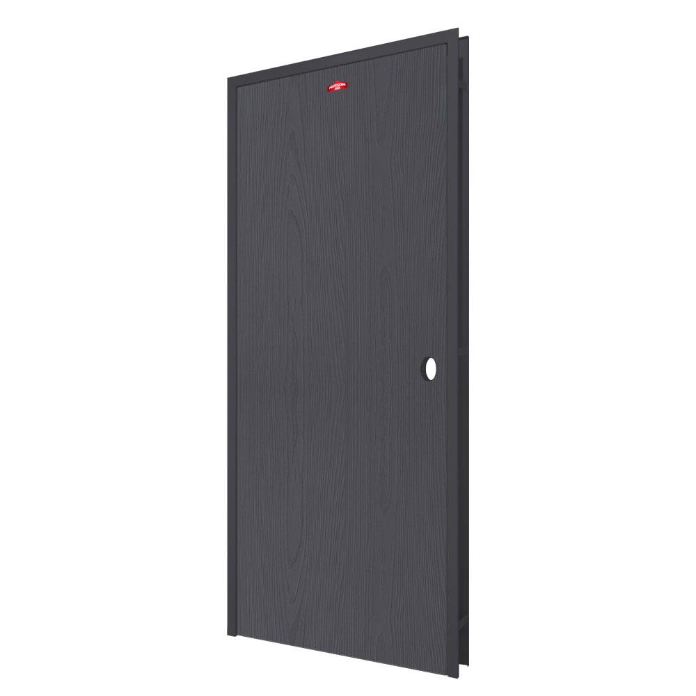 ชุดประตูเหล็ก เจาะลูกบิด PROFESSIONAL DOOR FR1RBK+WD1BK 86.4x203.5 ซม. สีเทาเม็ดทราย