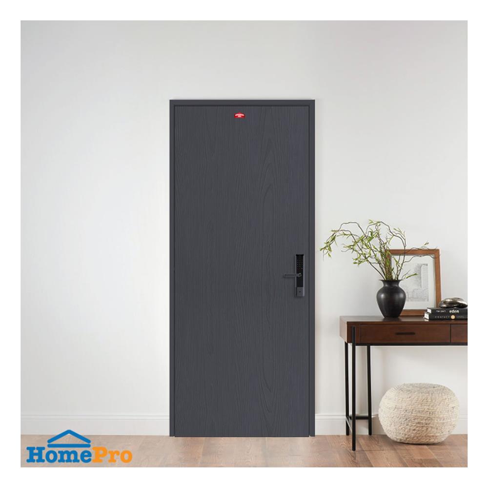 ชุดประตูเหล็ก เจาะลูกบิด PROFESSIONAL DOOR FR1RBK+WD1BK 86.4x203.5 ซม. สีเทาเม็ดทราย