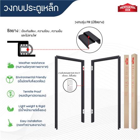 วงกบประตูเหล็ก PROFESSIONAL DOOR FR1RBK 86.4x203.5 ซม. สีเทาเม็ดทราย_2