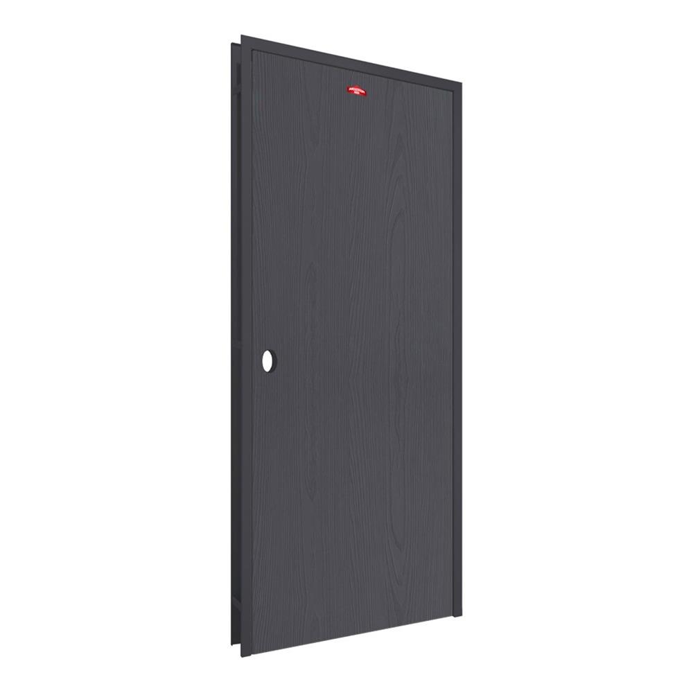 ชุดประตูเหล็ก เจาะลูกบิด PROFESSIONAL DOOR FR1LBK+WD1BK 86.4x203.5 ซม. สีเทาเม็ดทราย