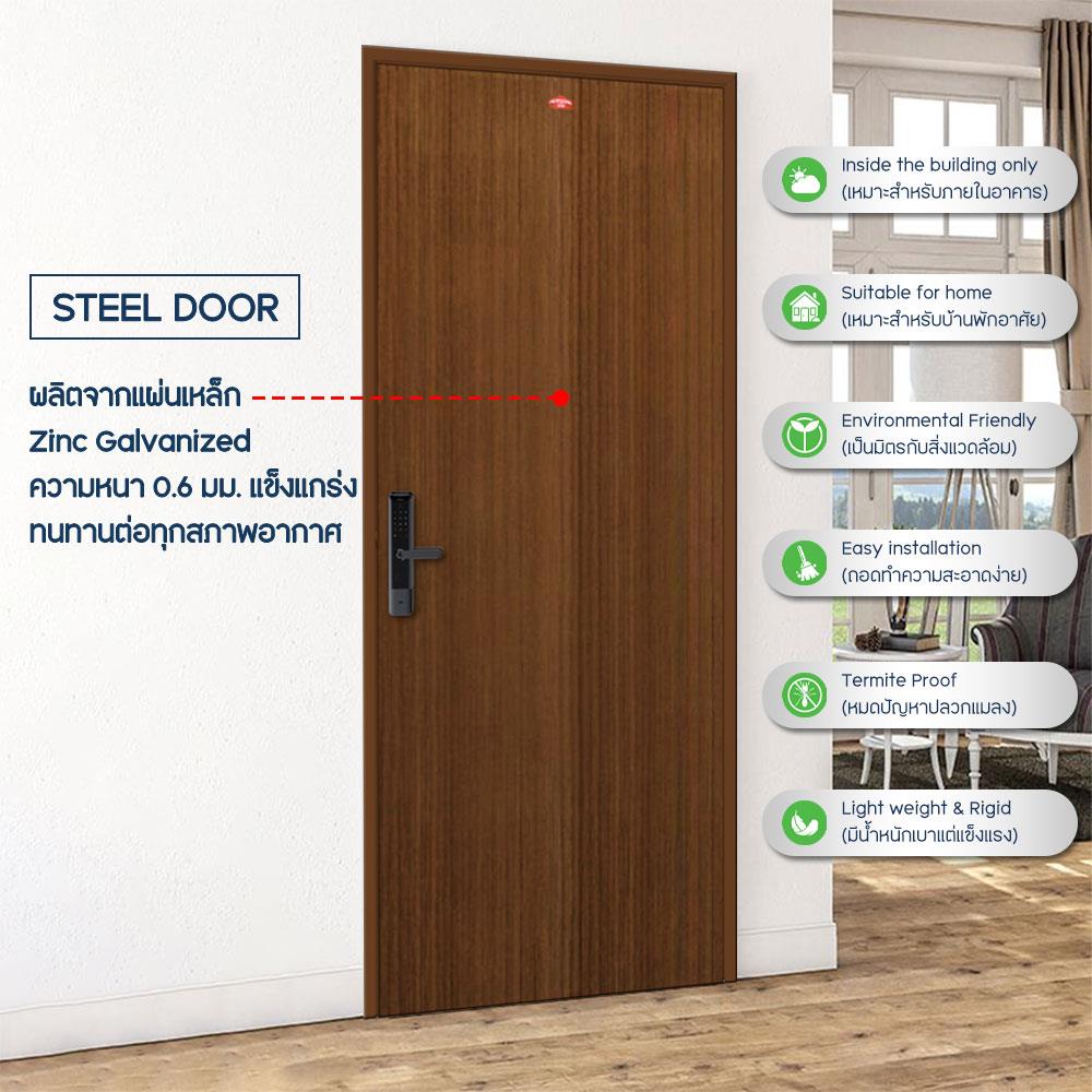 ชุดประตูภายในเหล็ก เจาะลูกบิด PROFESSIONAL DOOR FR2LBW+D238 96.4x203.5 ซม. สีน้ำตาล