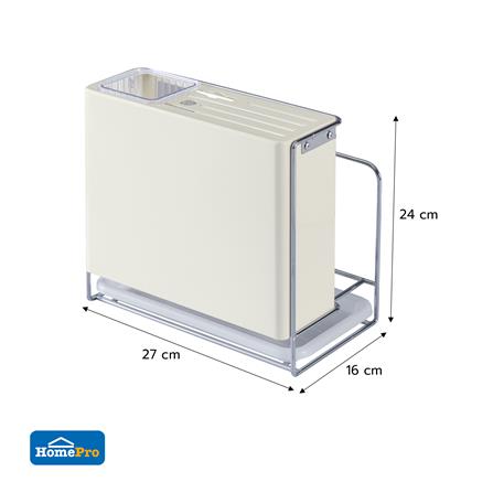 กล่องเก็บมีด, ช้อน และเขียง พร้อมถาดรองน้ำ KECH IVORY_5