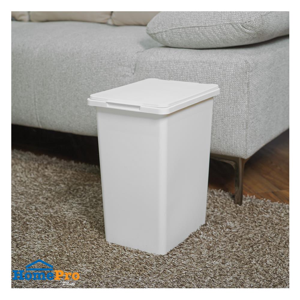 ถังขยะเหลี่ยมฝาเปิด-ปิด ACCO 15 ลิตร สีขาว