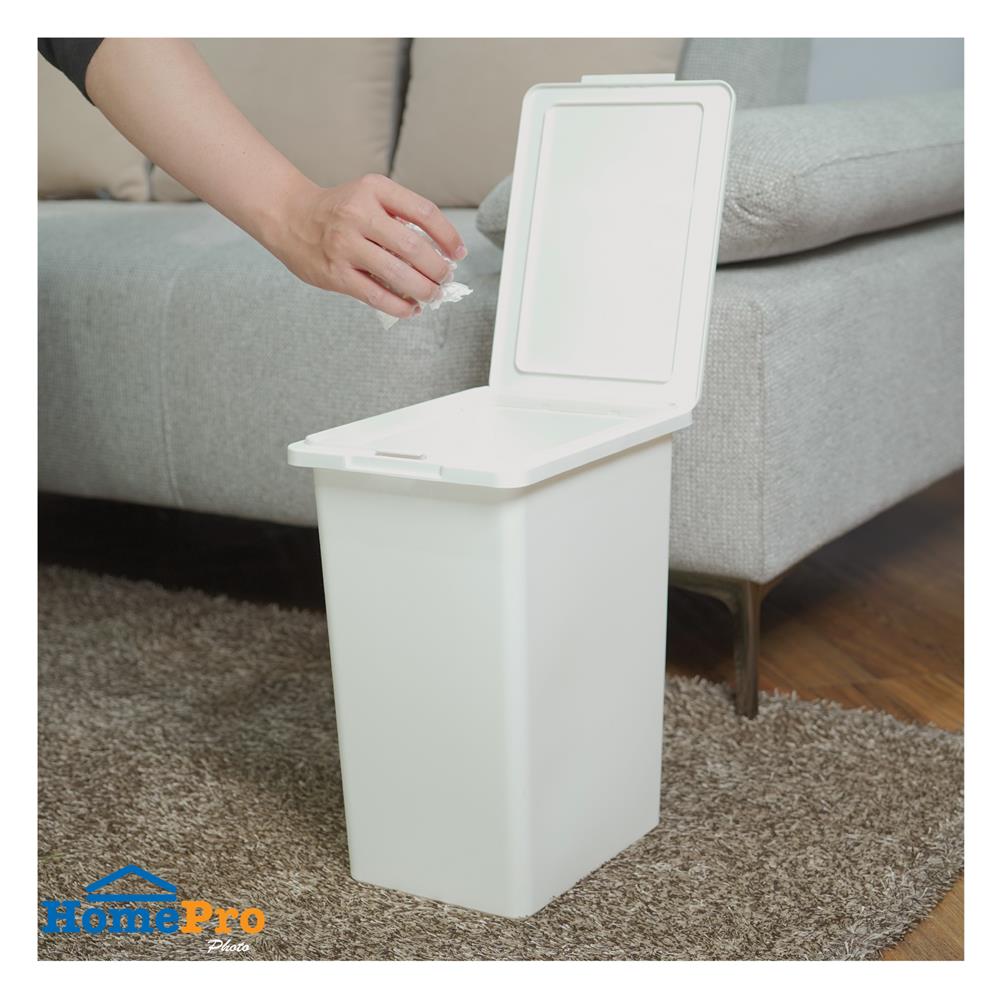ถังขยะเหลี่ยมฝาเปิด-ปิด ACCO 15 ลิตร สีขาว