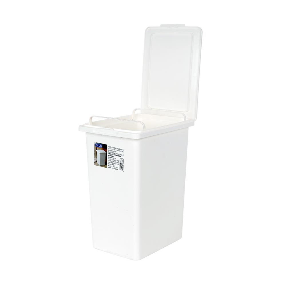 ถังขยะเหลี่ยมฝาเปิด-ปิด ACCO 7 ลิตร สีขาว