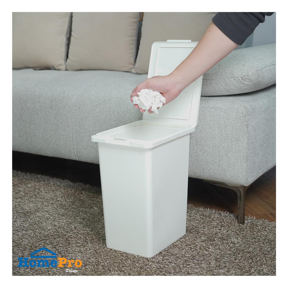 ถังขยะเหลี่ยมฝาเปิด-ปิด ACCO 7 ลิตร สีขาว