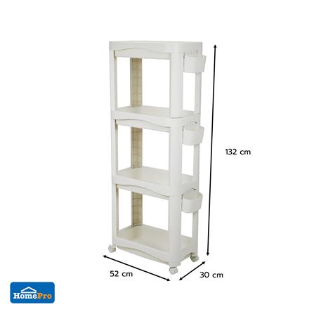 ชั้นพลาสติก 4 ชั้นพร้อมล้อ STACKO DREMI 52x30x132 ซม. สีขาว_8