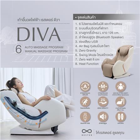 เก้าอี้นวดไฟฟ้า RESTER DIVA สีครีม + เครื่องนวดเท้า ISTEPP E-8099 สีขาว_3