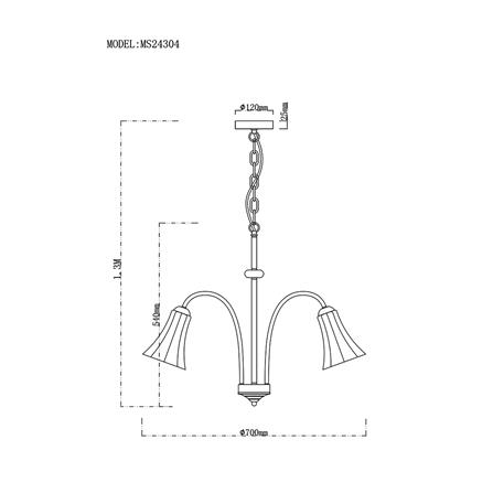 ไฟช่อ CARINI MS24304 สีขาว/ดำ/ทอง 8 หัว_5