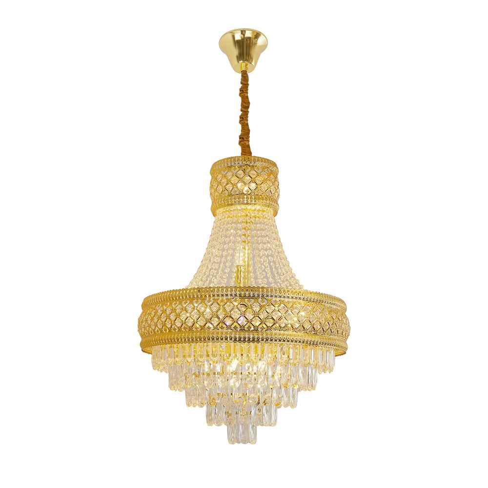 ไฟช่อ CARINI KM5200-600H สีทอง/ใส 16 หัว