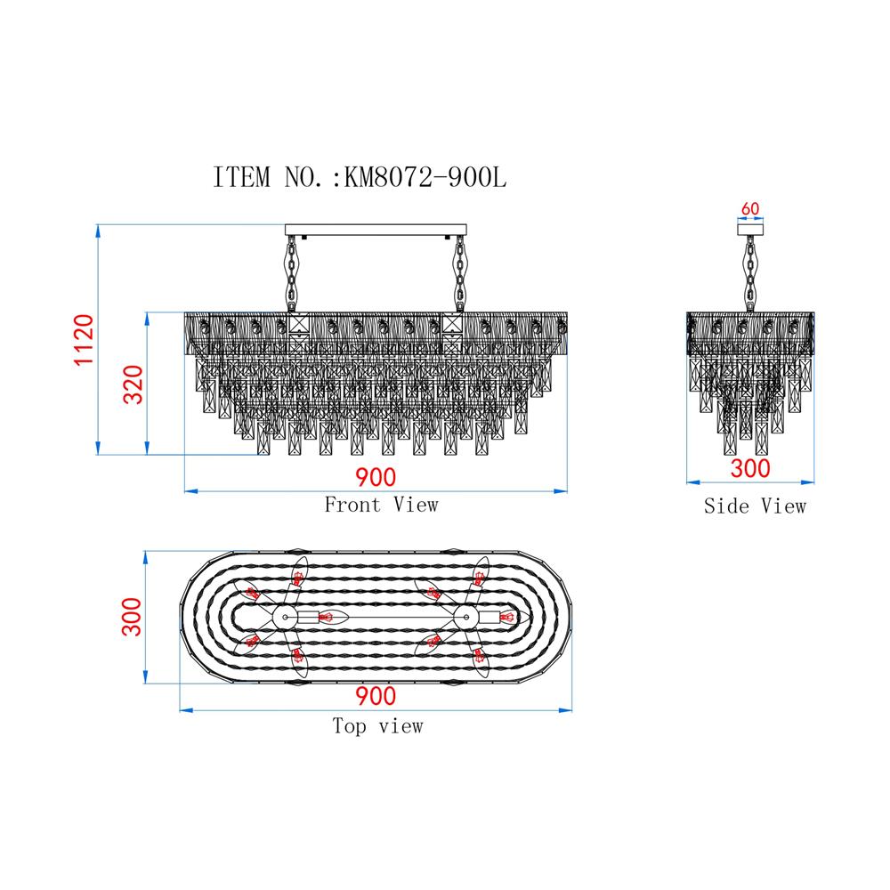 ไฟช่อ CARINI KM8072-900L สีทอง/ใส 10 หัว