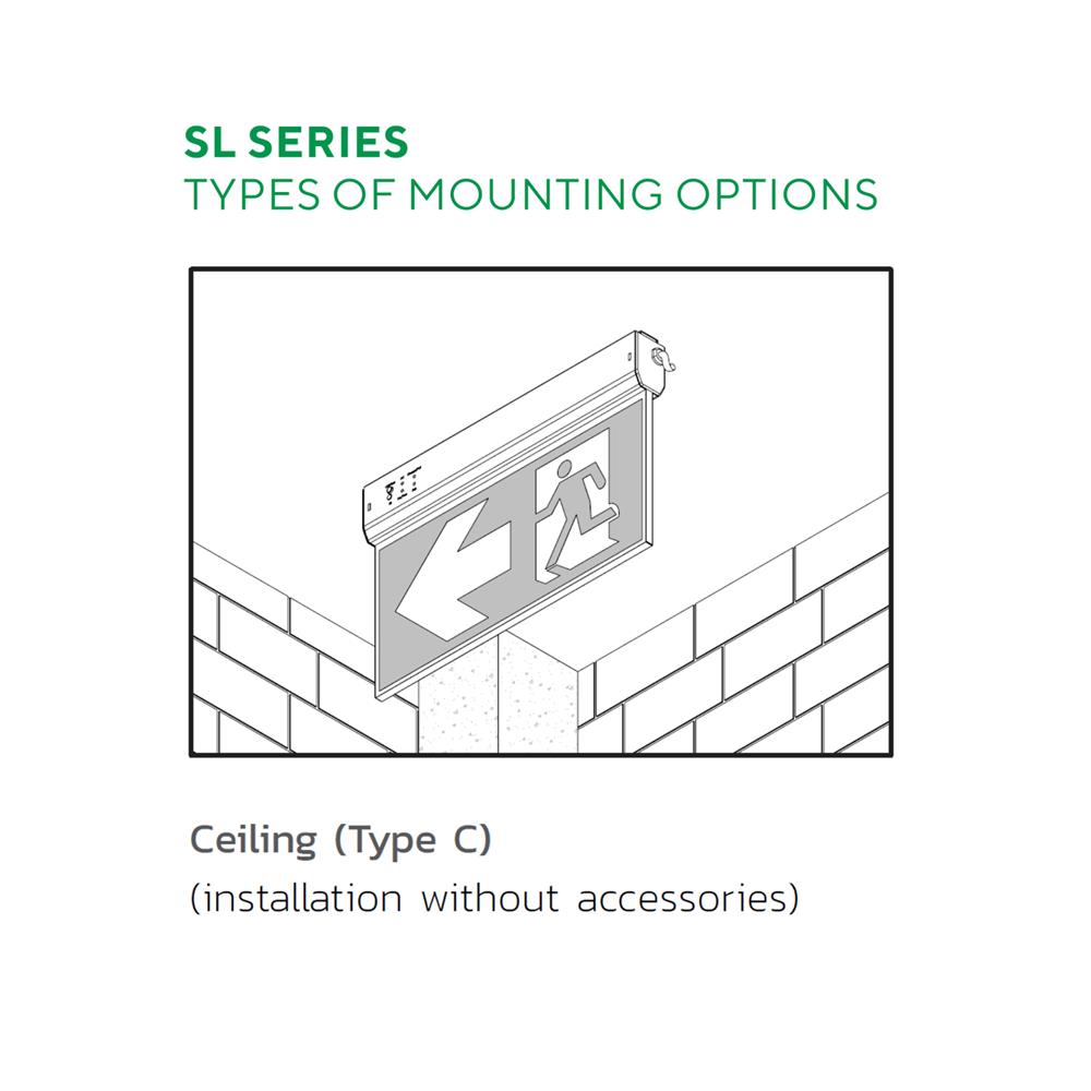 ไฟทางออกฉุกเฉิน ลูกศรเลี้ยว 2 ด้าน แบบสลิม ติดลอยใต้ฝ้า SUNNY SNSL6-10LED/DC-SD003
