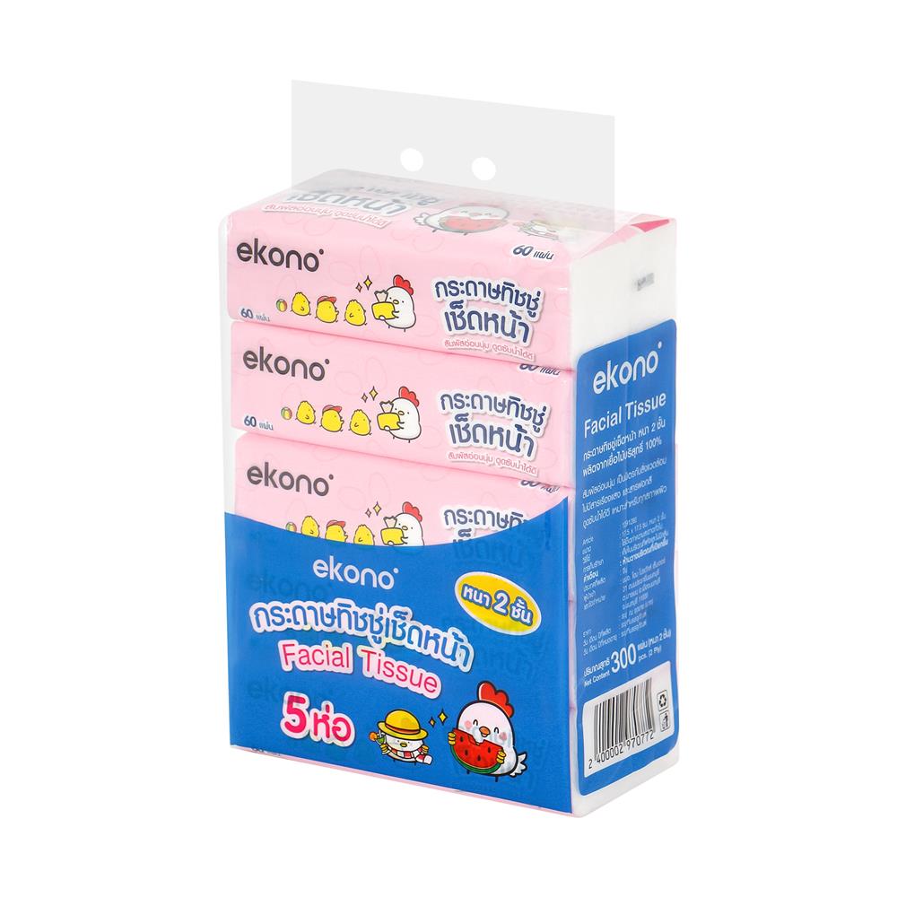 กระดาษเช็ดหน้า EKONO 60 แผ่น 25 ห่อ/1ลัง (ขายยกลัง)