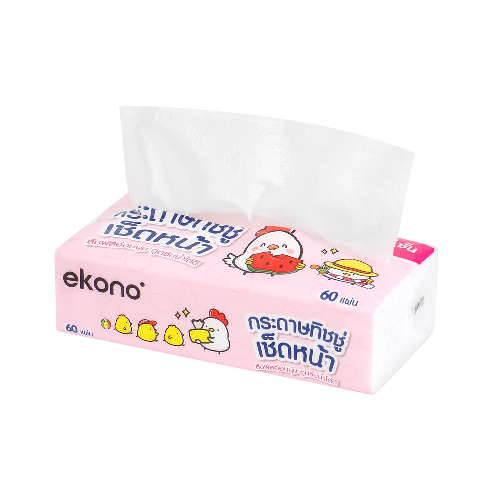 กระดาษเช็ดหน้า EKONO 60 แผ่น 25 ห่อ/1ลัง (ขายยกลัง)
