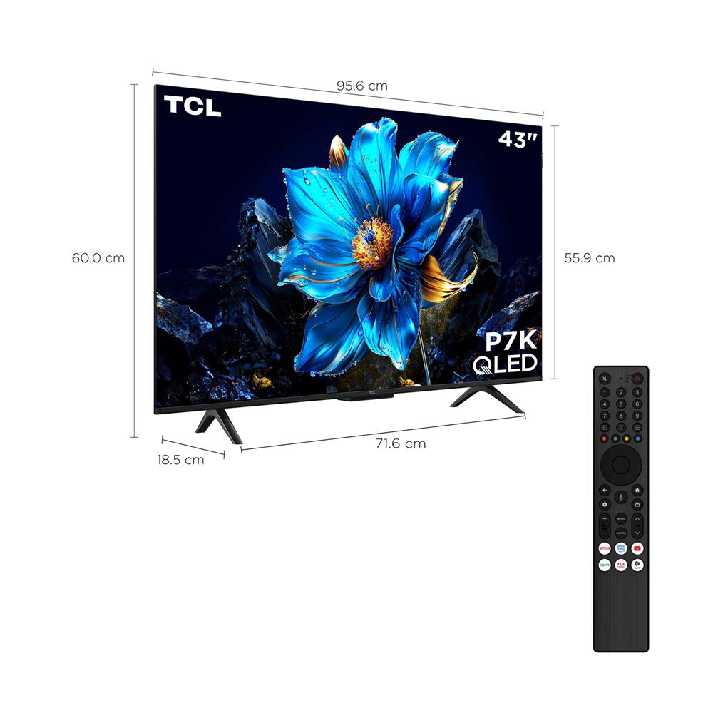 ทีวี คิวแอลอีดี 43 นิ้ว TCL (4K, QLED, GOOGLE TV) 43P7K