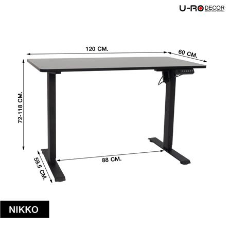 โต๊ะปรับระดับไฟฟ้า U-RODECOR NIKKO 120 ซม. สีดำ_16