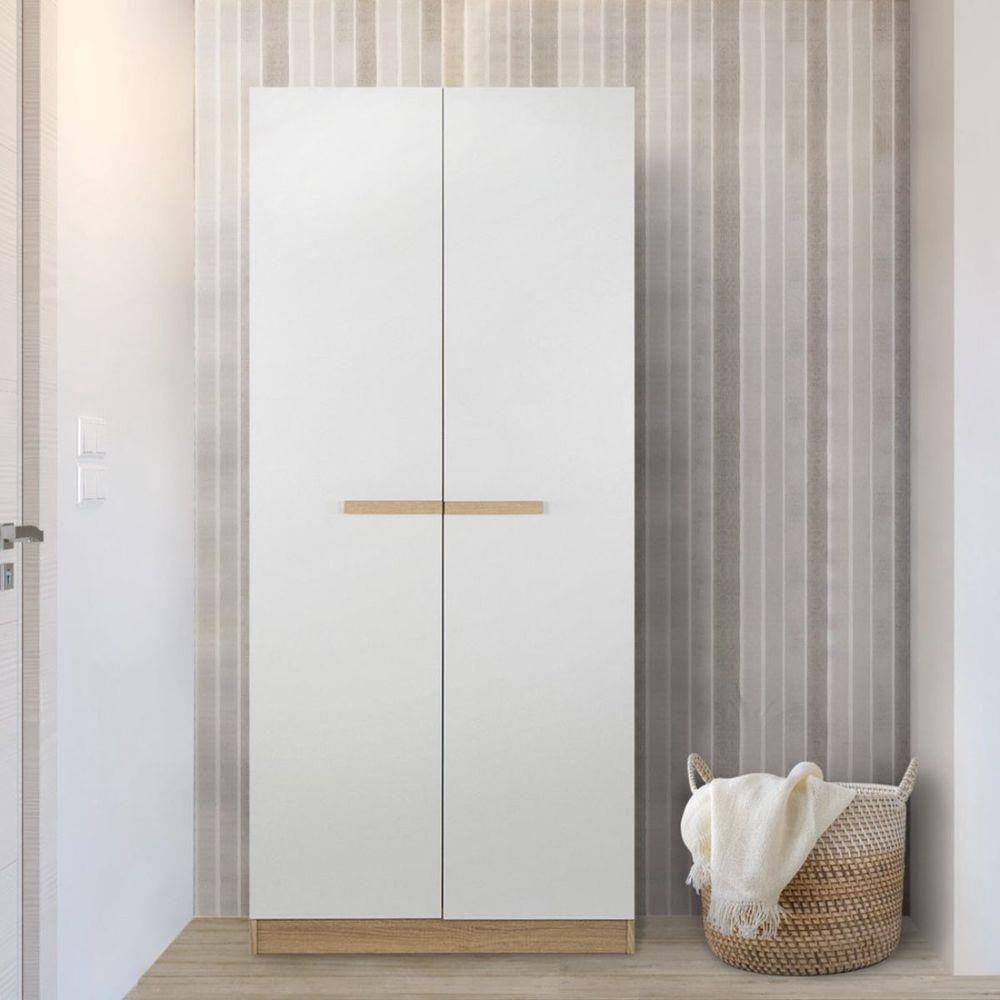 ตู้เสื้อผ้า 2 บานเปิด KONCEPT HANZ 19196890 80 ซม. สีโซลิดโอ๊ค/ขาว