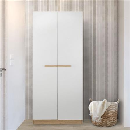 ตู้เสื้อผ้า 2 บานเปิด KONCEPT HANZ 19196890 80 ซม. สีโซลิดโอ๊ค/ขาว_1