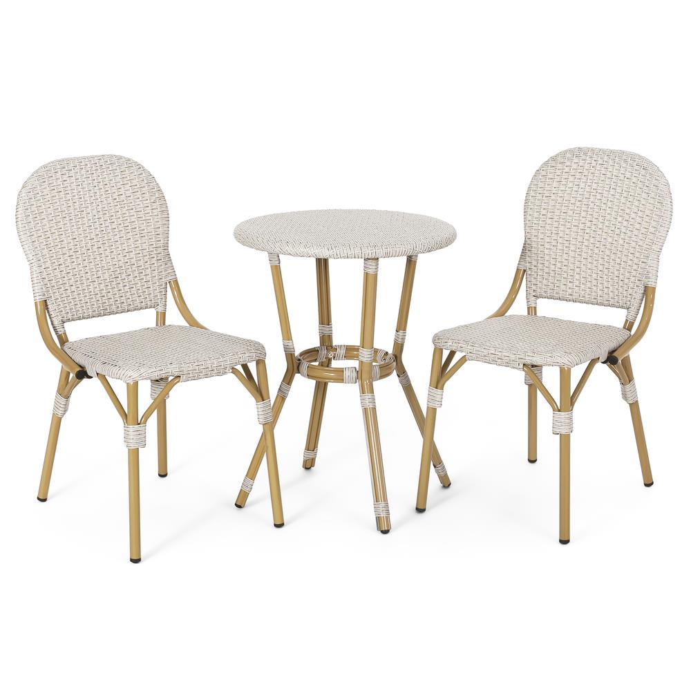 ชุดสนามหวายเทียม 2 ที่นั่ง SPRING WICKER สีขาว/น้ำตาล