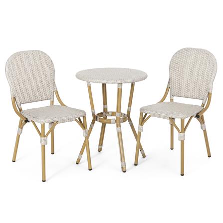 ชุดสนามหวายเทียม 2 ที่นั่ง SPRING WICKER สีขาว/น้ำตาล_0