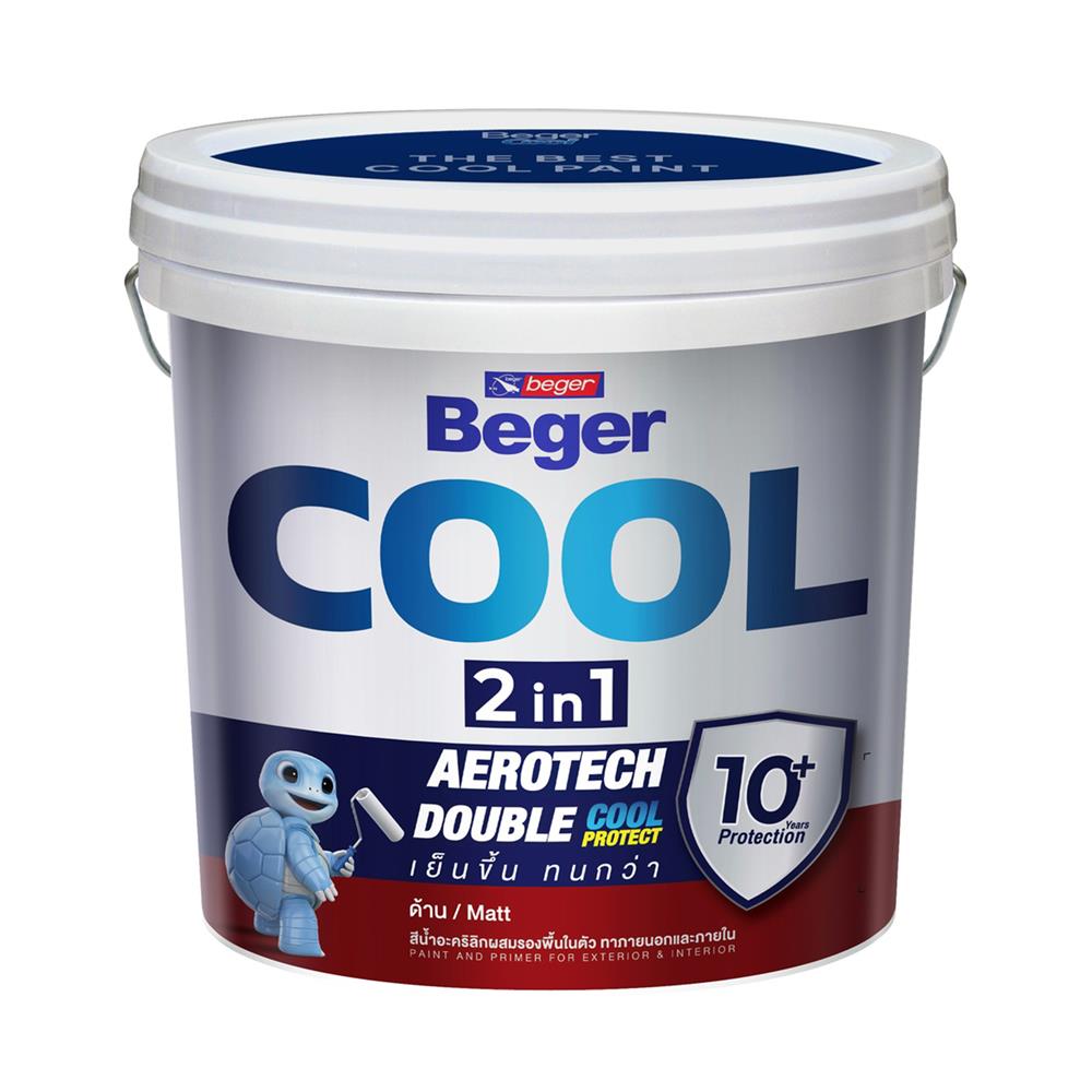 สีน้ำทาภายนอก ชนิดด้าน BEGER COOL 2 IN 1 BASE B สีขาว 9 ลิตร
