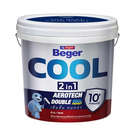 สีน้ำทาภายนอก ชนิดด้าน BEGER COOL 2 IN 1 BASE B สีขาว 9 ลิตร_0