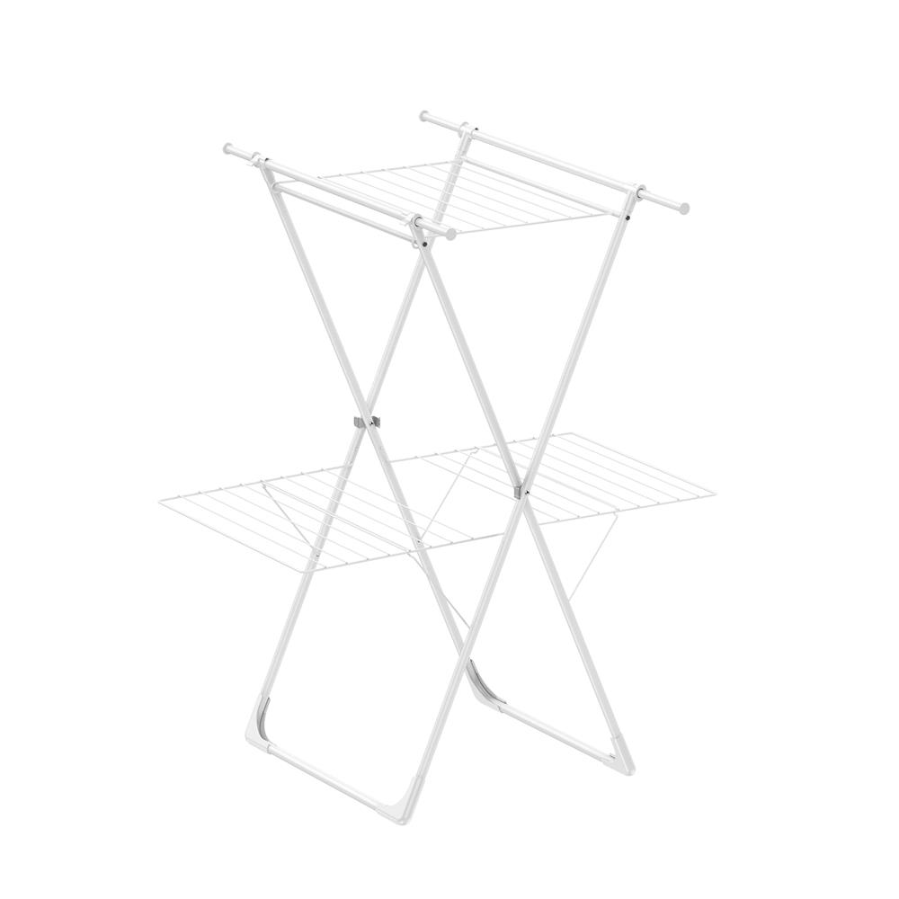 ราวพาดผ้า 2 ชั้นพับได้ PLIM ALBA 120x106x125ซม. สีขาว