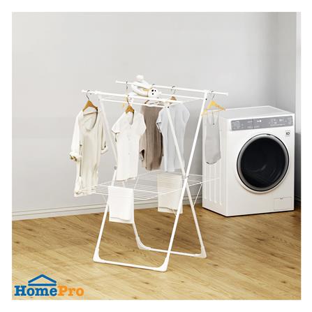 ราวพาดผ้า 2 ชั้นพับได้ PLIM ALBA 120x106x125ซม. สีขาว_4