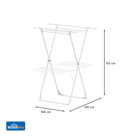ราวพาดผ้า 2 ชั้นพับได้ PLIM ALBA 120x106x125ซม. สีขาว_6