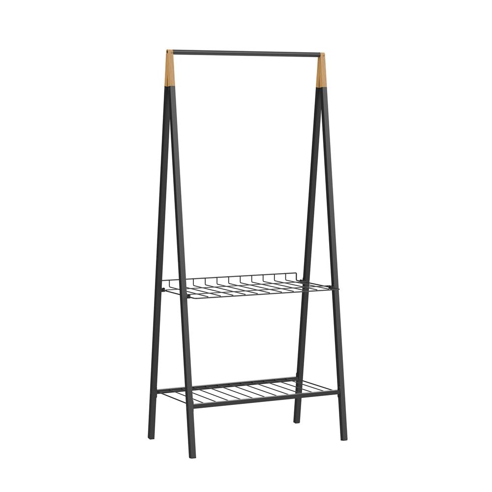 ราวแขวนผ้าและชั้นวางของ 2 ชั้น PLIM NAMI 69 ซม. สีดำ