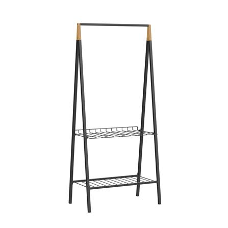 ราวแขวนผ้าและชั้นวางของ 2 ชั้น PLIM NAMI 69 ซม. สีดำ_2