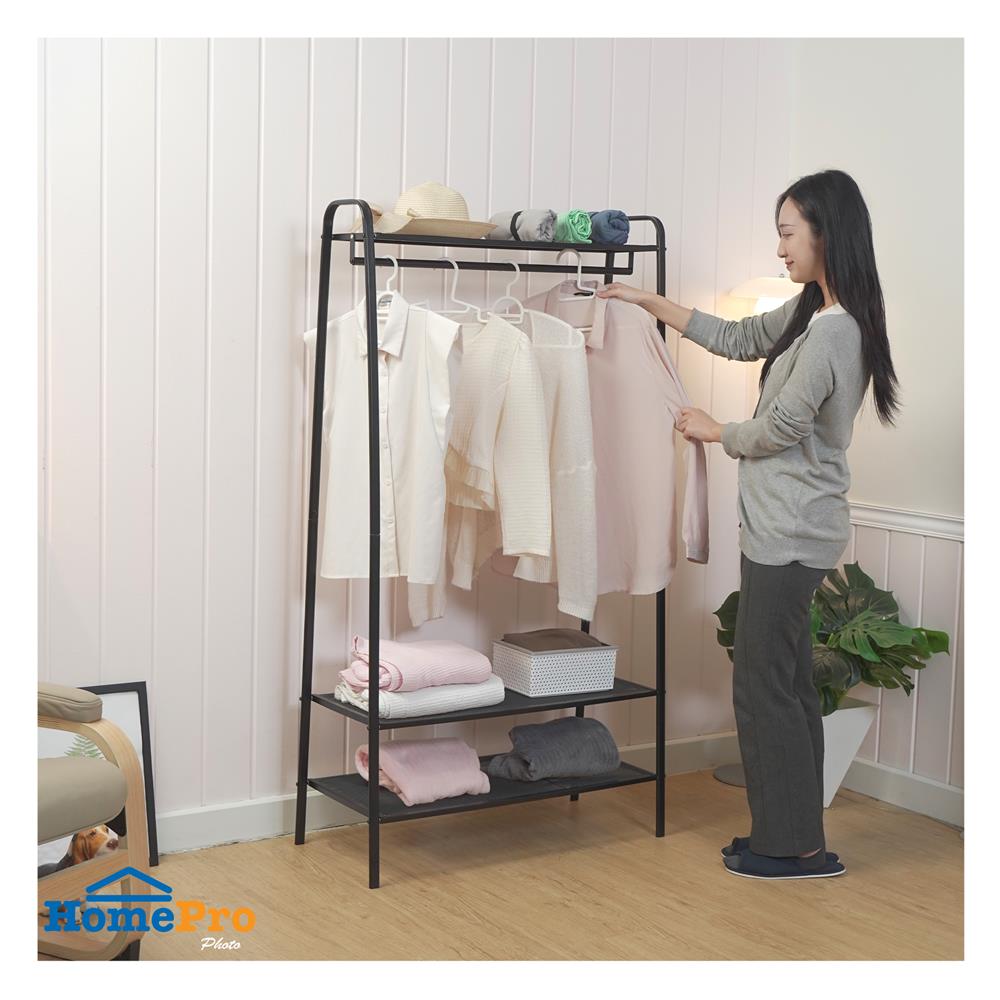 ราวแขวนผ้าและชั้นวางของ 3 ชั้น 85 ซม. PLIM METRO สีดำ