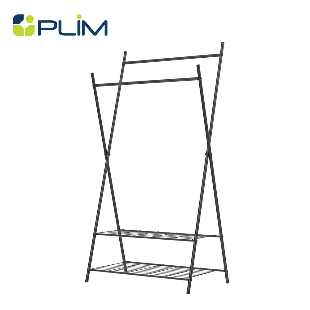 ราวแขวนผ้าขาไขว้และชั้นวางของ 2 ชั้น PLIM LINE 82 ซม. สีดำ