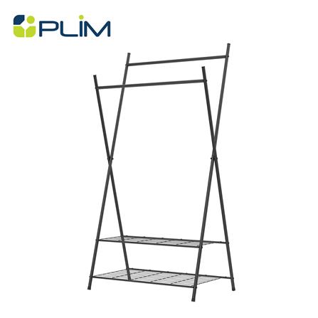 ราวแขวนผ้าขาไขว้และชั้นวางของ 2 ชั้น PLIM LINE 82 ซม. สีดำ_0