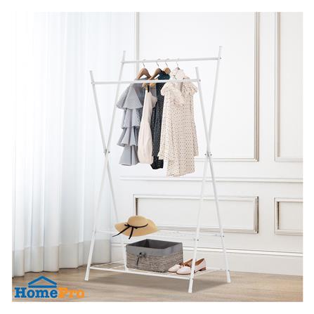 ราวแขวนผ้าขาไขว้พร้อมชั้นวางของ 2 ชั้น 82 ซม. PLIM LINE สีขาว_3