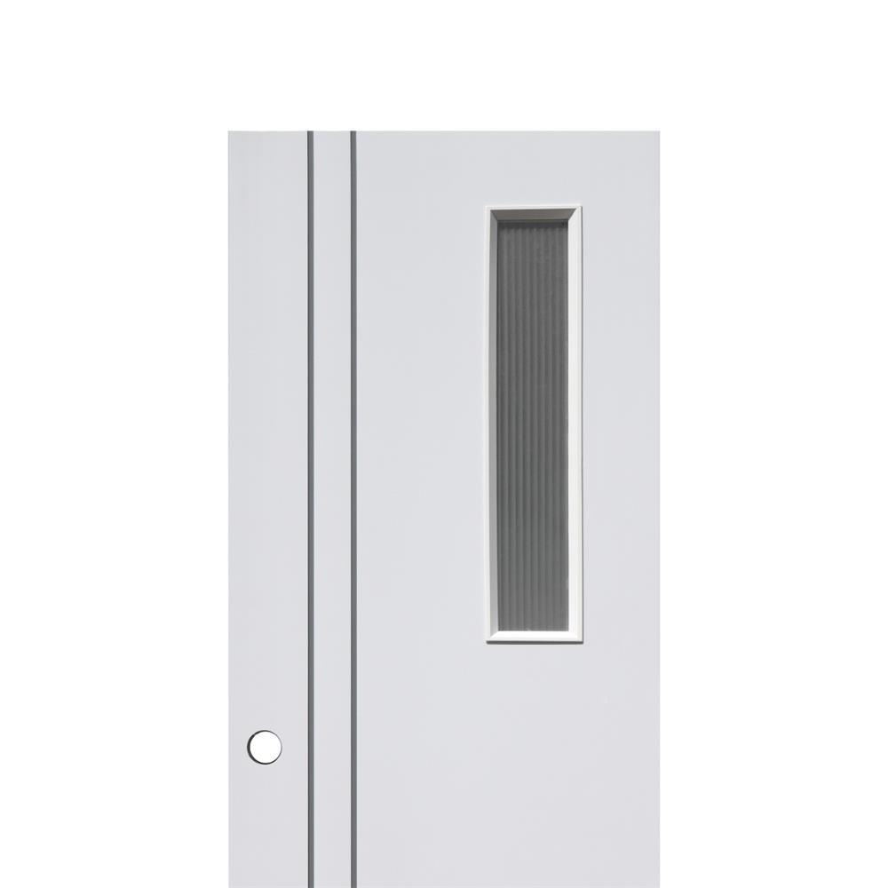 ประตูห้องน้ำ UPVC เจาะลูกบิด ECO-DOOR P2-G แบบเรียบกระจกลอนแก้ว 70x200 ซม. สีขาว