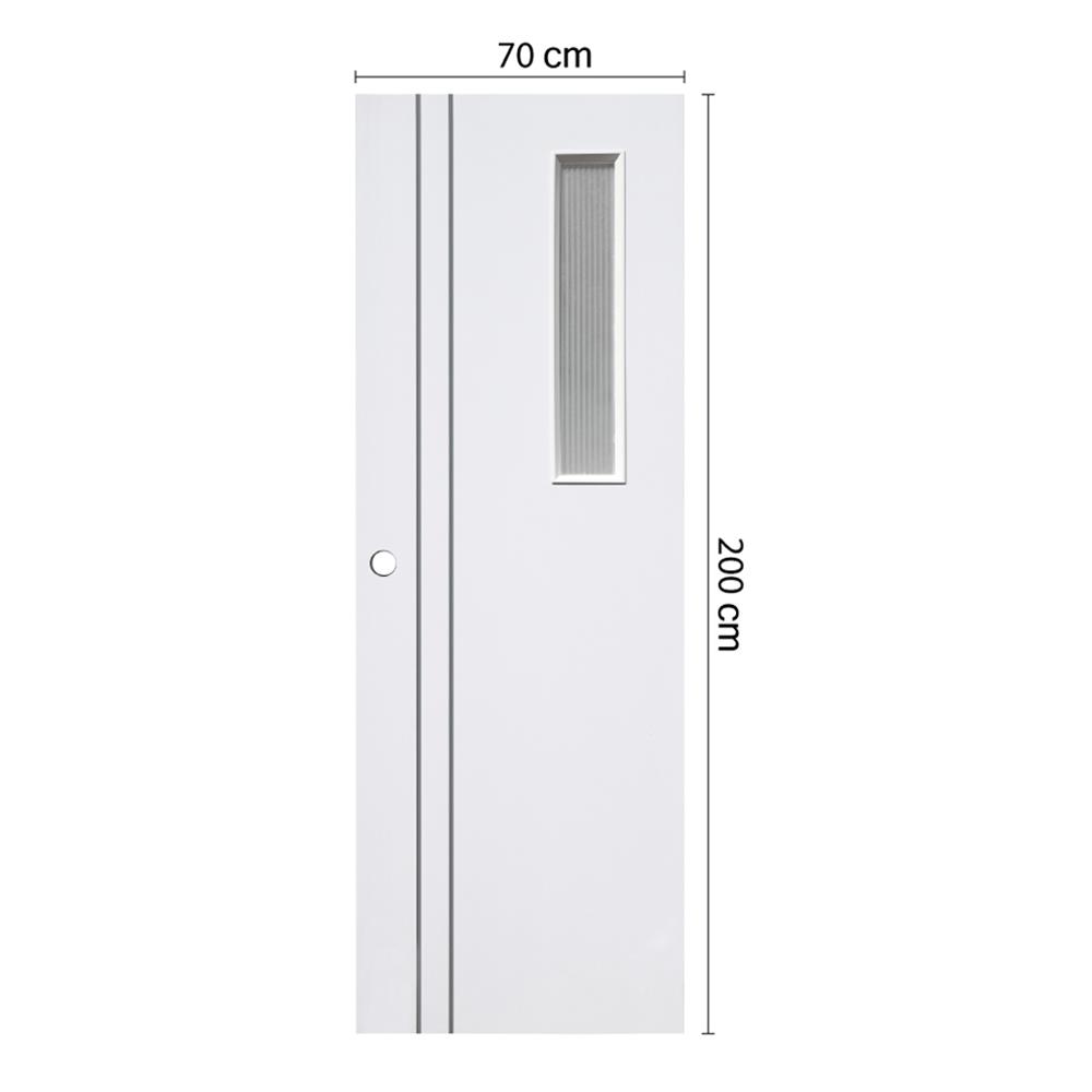 ประตูห้องน้ำ UPVC เจาะลูกบิด ECO-DOOR P2-G แบบเรียบกระจกลอนแก้ว 70x200 ซม. สีขาว