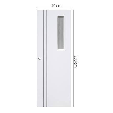 ประตูห้องน้ำ UPVC เจาะลูกบิด ECO-DOOR P2-G แบบเรียบกระจกลอนแก้ว 70x200 ซม. สีขาว_3