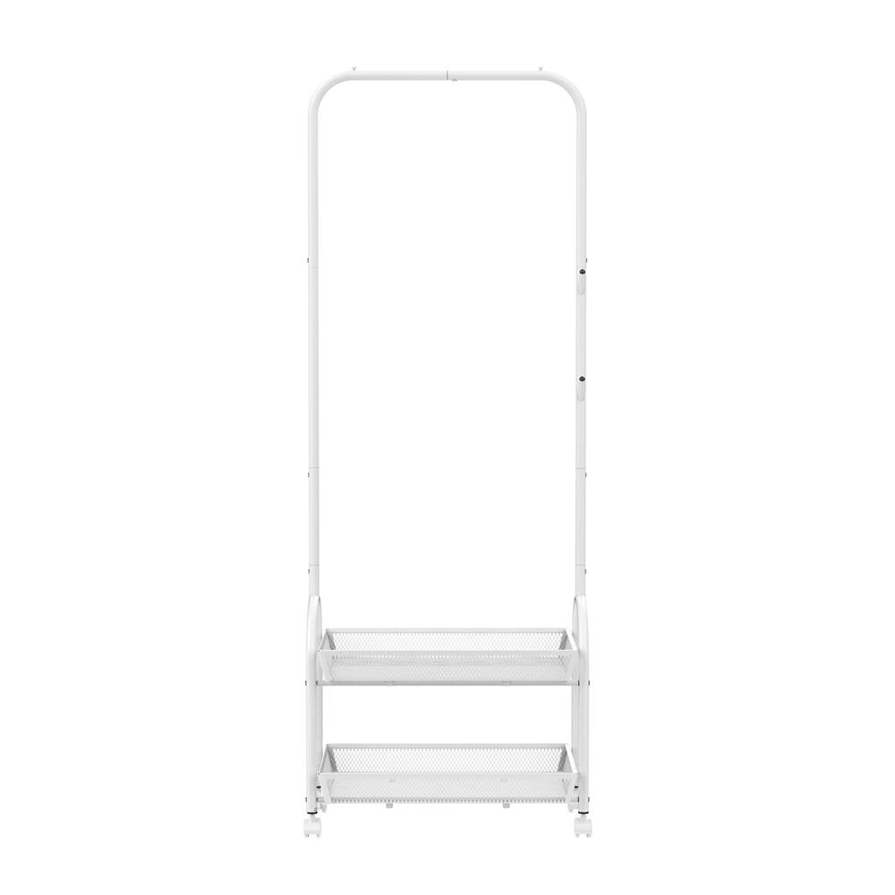 ราวแขวนผ้ามีล้อพร้อมชั้นวางของ 2 ชั้น PLIM POLAR 60 ซม. สีขาว