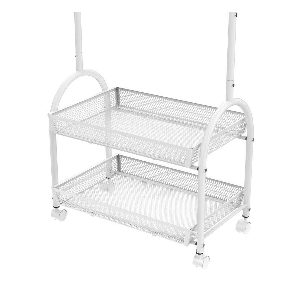 ราวแขวนผ้ามีล้อพร้อมชั้นวางของ 2 ชั้น PLIM POLAR 60 ซม. สีขาว