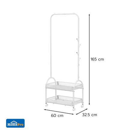 ราวแขวนผ้ามีล้อพร้อมชั้นวางของ 2 ชั้น PLIM POLAR 60 ซม. สีขาว_6
