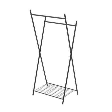 ราวแขวนผ้าขาไขว้พร้อมชั้นวางของ 1 ชั้น 70 ซม. PLIM LINE สีดำ_2