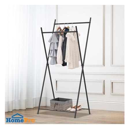 ราวแขวนผ้าขาไขว้พร้อมชั้นวางของ 1 ชั้น 70 ซม. PLIM LINE สีดำ_4