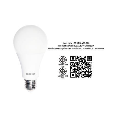 หลอด LED TOSHIBA A70 PREMIUM 13 วัตต์ COOL WHITE E27_2