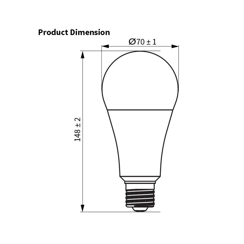 หลอด LED TOSHIBA A70 LOW THDI 13 วัตต์ DAYLIGHT E27