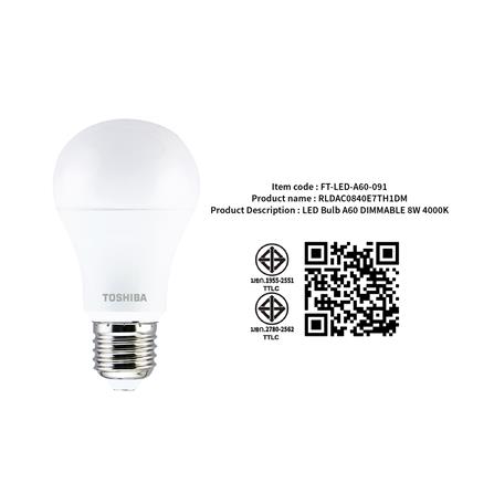 หลอด LED TOSHIBA A70 PREMIUM 8 วัตต์ DAYLIGHT E27_2